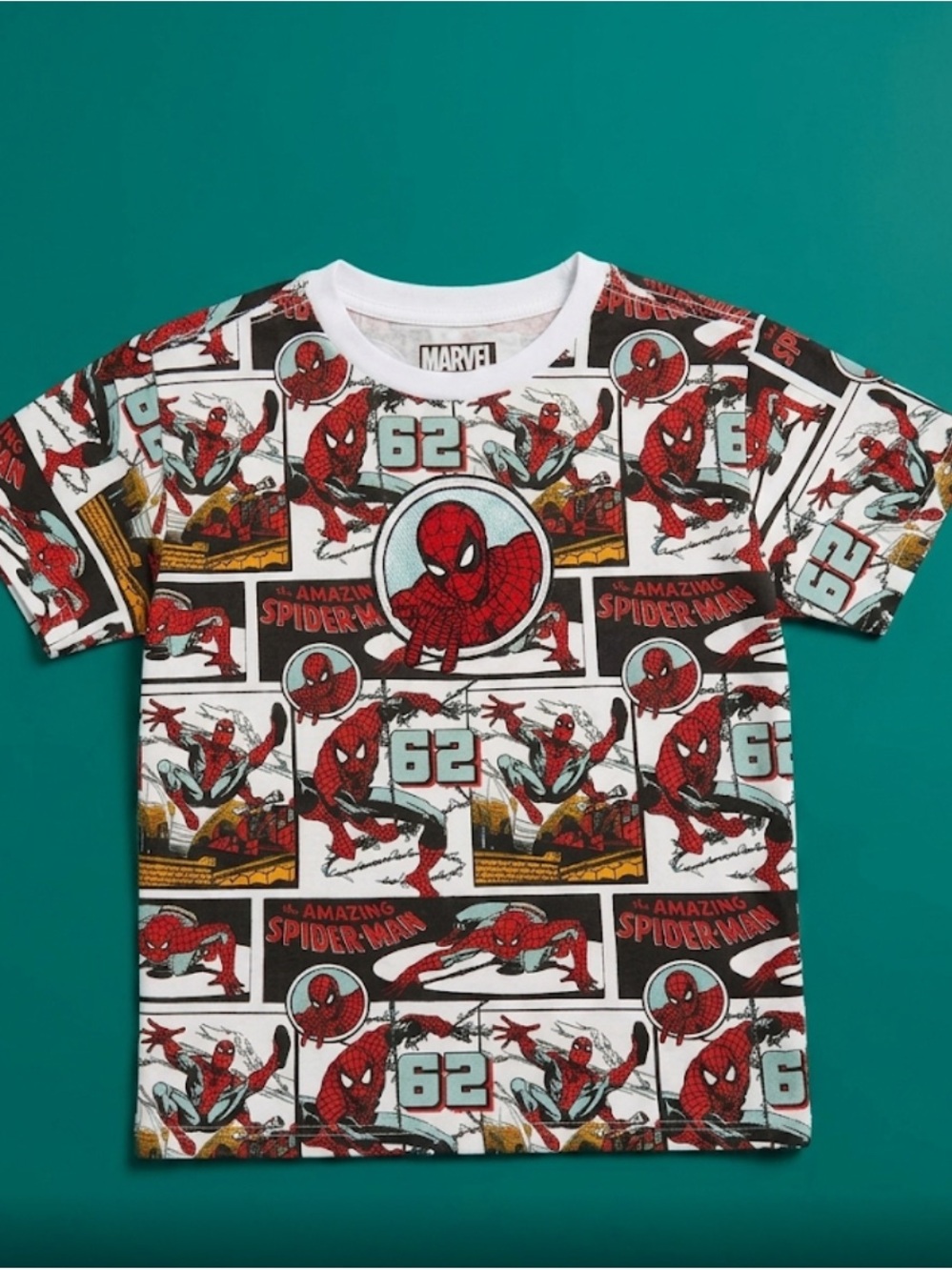 Marvel Boys' Spider-Man Allover Comic Tee - Red, White, Black
